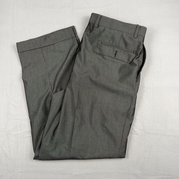 Sean John Dress Pants Mens 38x32 Metallic Gray & Black Pleated w/ Cuffs Baggy - Picture 2 of 16